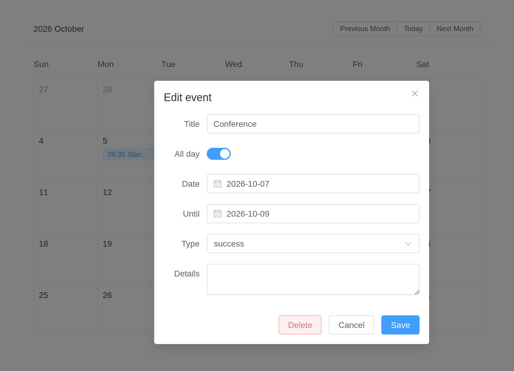 The shiny-planner example, running