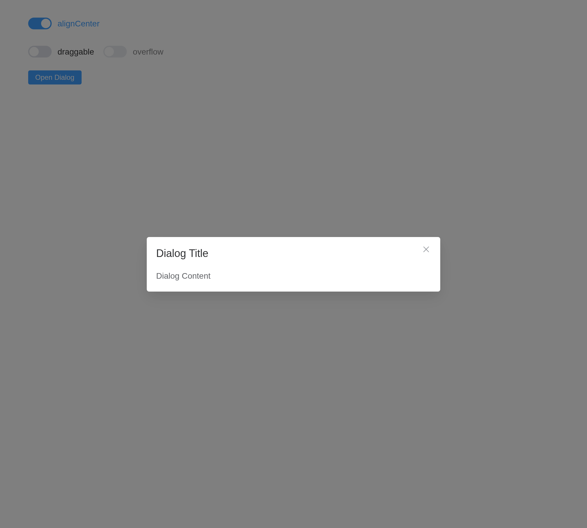 The dialog example, running