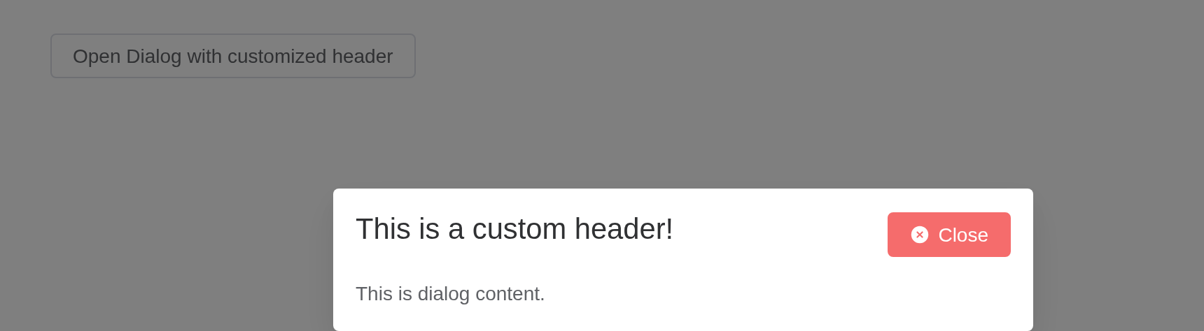 The customization-header example, running