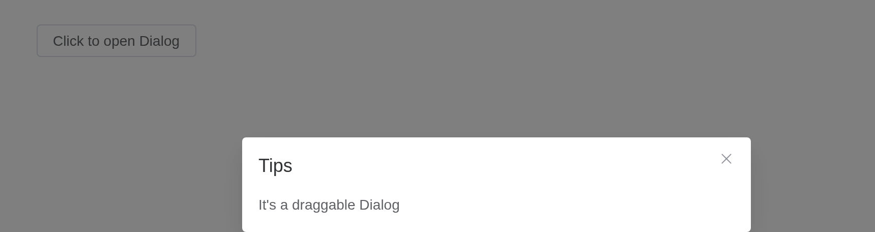 The draggable-dialog example, running