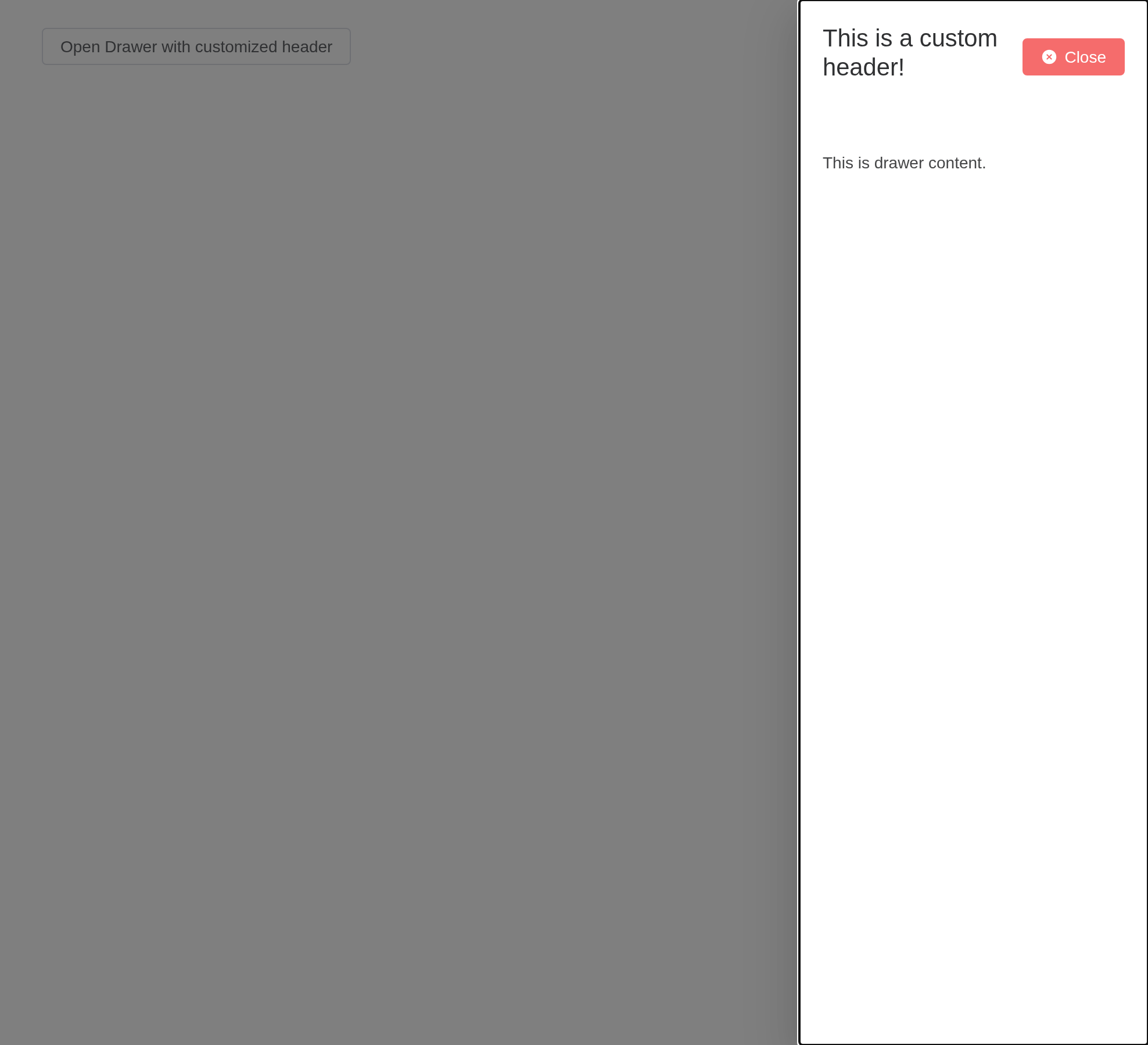 The customization-header example, running