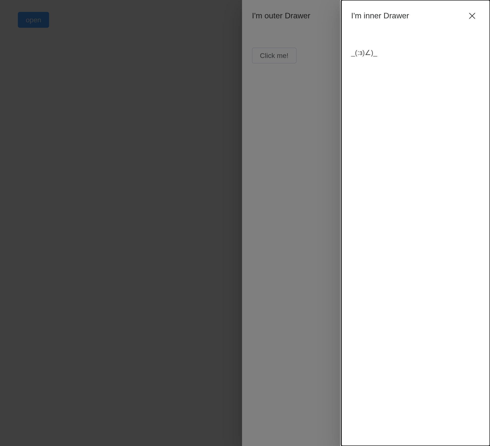The nested-drawer example, running