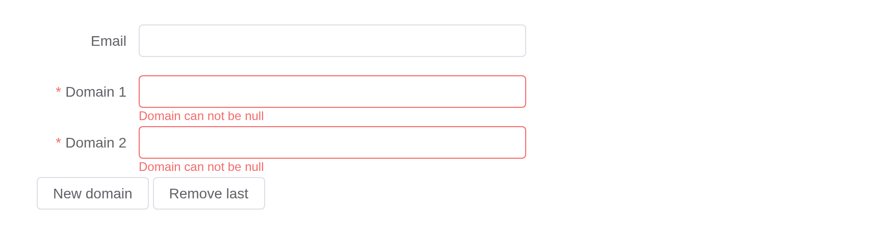 The form-items example, running