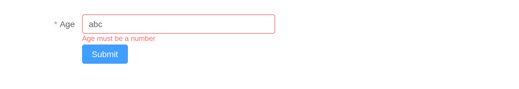 The number-validate example, running