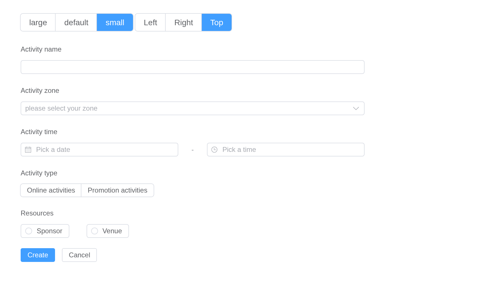 The size-control example, running