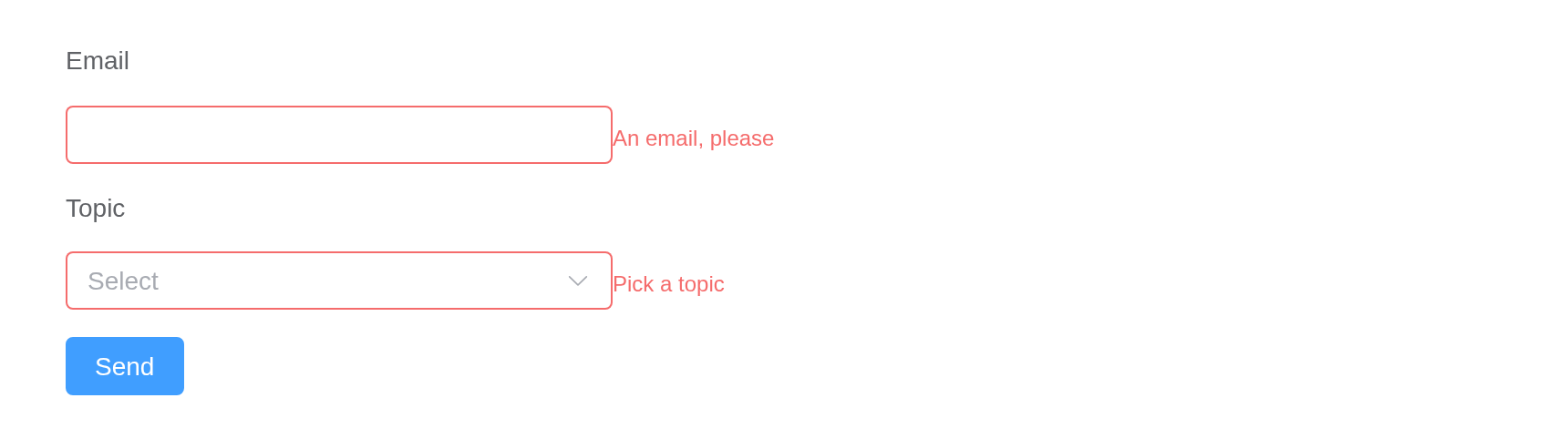 The shinyvalidate example, running
