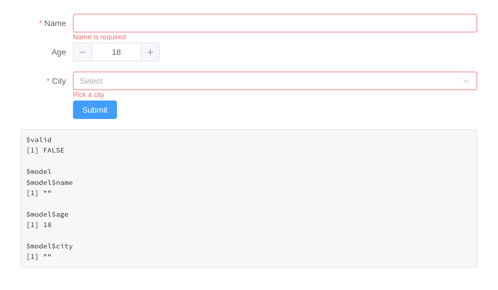 The validation example, running