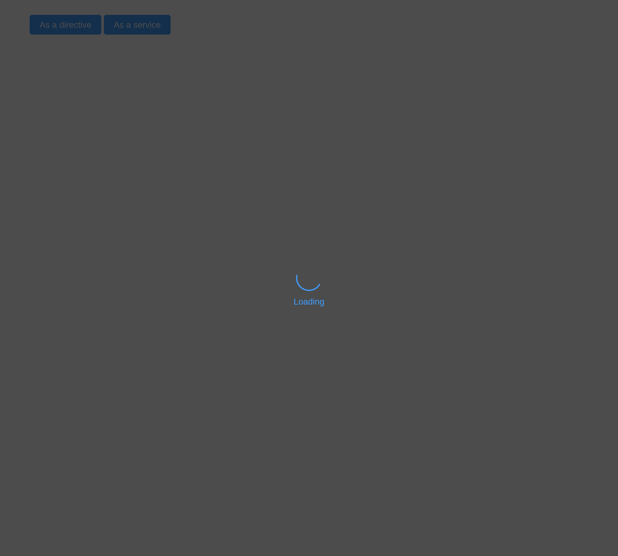 The fullscreen example, running