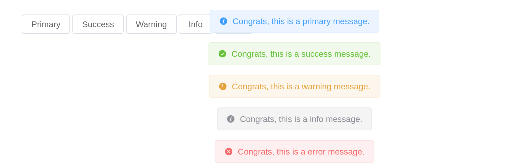 The different-types example, running