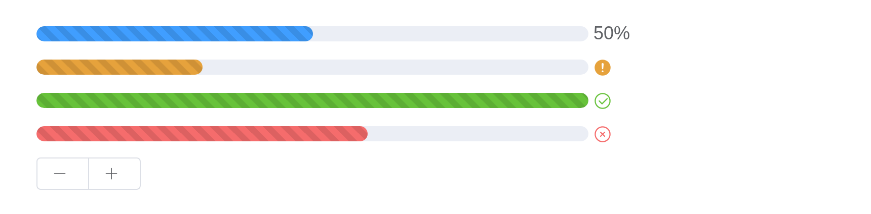 The striped-progress example, running