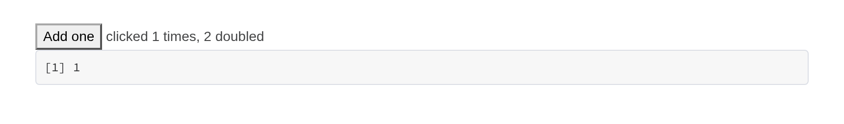 The vue-counter example, running