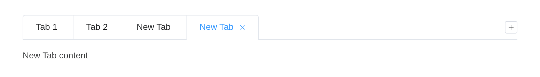 The dynamic-tabs example, running