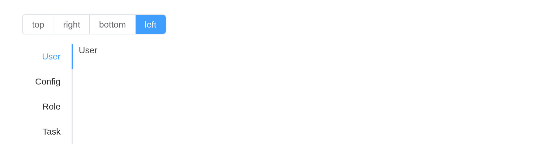The tab-position example, running